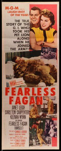 6g144 FEARLESS FAGAN insert '52 Janet Leigh, Carleton Carpenter, wacky art of lion in bunk bed!