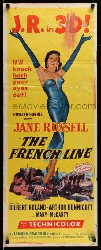 6g157 FRENCH LINE 3D insert '54 Howard Hughes, art of sexy Jane Russell with arms outstretched!