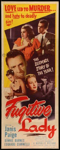 6g160 FUGITIVE LADY insert '51 Janis Paige, Eduardo Ciannelli, cool film noir