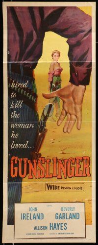 6g199 GUNSLINGER insert '56 Roger Corman directed, sexy Beverly Garland, cool art!