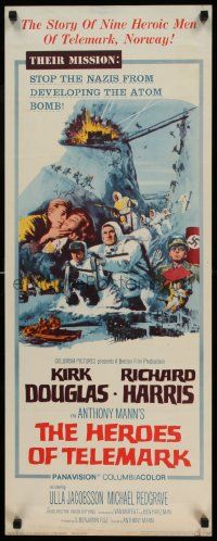 6g215 HEROES OF TELEMARK insert '66 Kirk Douglas & Richard Harris stop Nazis from making atom bomb