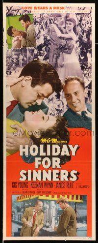 6g221 HOLIDAY FOR SINNERS insert '52 Gig Young, Keenan Wynn, Janice Rule, love wears a mask!