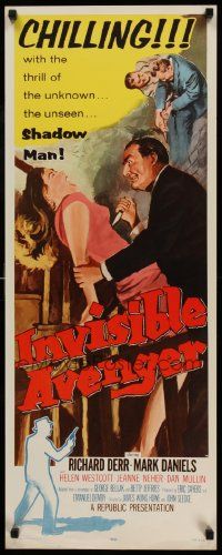 6g241 INVISIBLE AVENGER insert '58 the unseen Shadow Man, cool chilling horror artwork!