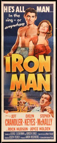 6g244 IRON MAN insert '51 barechested boxer Jeff Chandler with Evelyn Keyes & in boxing ring!