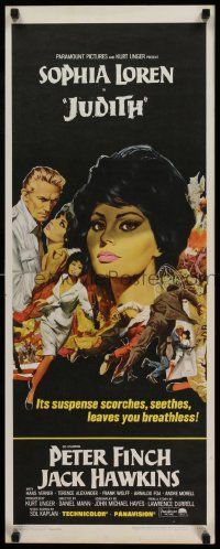 6g251 JUDITH insert '66 Daniel Mann directed, artwork of sexy Sophia Loren & Peter Finch!