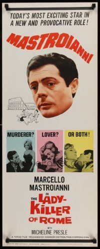 6g270 LADYKILLER OF ROME insert '65 Marcello Mastroianni, Micheline Presle, murderer or lover!