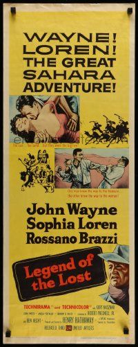 6g279 LEGEND OF THE LOST insert '57 romantic art of John Wayne tangling with sexiest Sophia Loren!