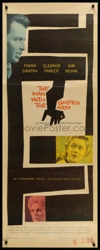 6g307 MAN WITH THE GOLDEN ARM insert R60 Frank Sinatra is hooked, classic Saul Bass art & design!