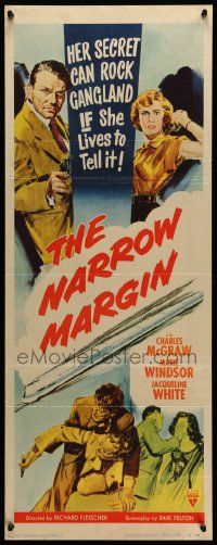 6g341 NARROW MARGIN insert '52 Richard Fleischer classic film noir, Charles McGraw, Marie Windsor