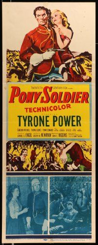 6g376 PONY SOLDIER insert '52 art of Royal Canadian Mountie Tyrone Power w/pretty Penny Edwards!