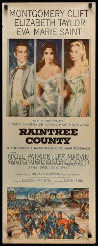 6g387 RAINTREE COUNTY insert '57 art of Montgomery Clift, Elizabeth Taylor & Eva Marie Saint!