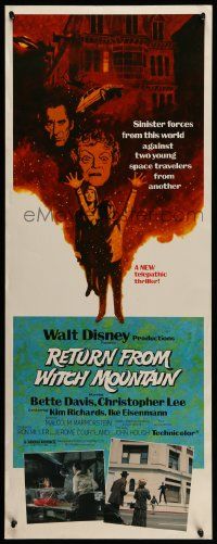 6g395 RETURN FROM WITCH MOUNTAIN insert '78 Disney, art of ominous Bette Davis & Christopher Lee!
