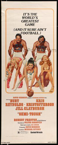 6g414 SEMI-TOUGH insert '77 Burt Reynolds, Kristofferson, sexy girls & football art by McGinnis!
