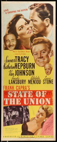6g438 STATE OF THE UNION insert '48 Capra, art of Spencer Tracy, Kate Hepburn & Angela Lansbury!