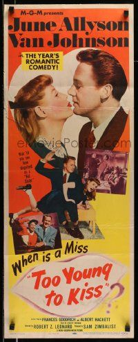 6g467 TOO YOUNG TO KISS insert '51 great romantic close up of Van Johnson & June Allyson!