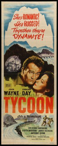 6g476 TYCOON insert '47 great close up romantic artwork of John Wayne & Laraine Day!