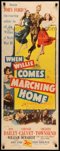 6g485 WHEN WILLIE COMES MARCHING HOME insert '50 John Ford's rip-roaring salute to World War II!