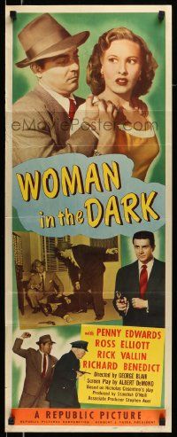 6g493 WOMAN IN THE DARK insert '51 Penny Edwards, Ross Elliot, Rick Vallin!