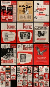 6h060 LOT OF 35 BOX OFFICE 1973 EXHIBITOR MAGAZINES '73 filled with movie images & information!