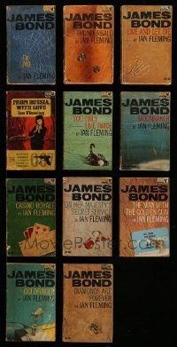 6h201 LOT OF 11 JAMES BOND ENGLISH PAN PAPERBACK BOOKS '60s Dr. No, Goldfinger, Thunderball+more!
