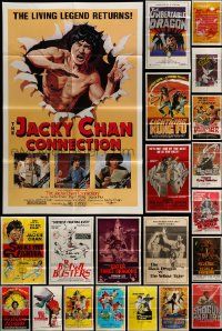 6h032 LOT OF 60 FOLDED KUNG FU ONE-SHEETS '70s-00s great images from martial arts movies!