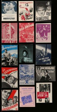 6h230 LOT OF 15 DANISH PROGRAMS WITH PUNCH HOLES '40s-50s different images from mostly US movies!