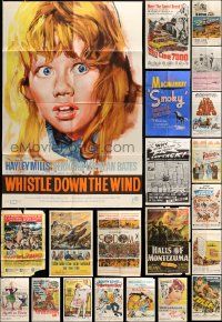6h017 LOT OF 34 FOLDED ONE-SHEETS '40s-60s great images from a variety of different movies!