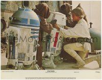 6j485 STAR WARS color 11x14 still '77 Mark Hamill & Jawas with R2-D2 & other broken droid!
