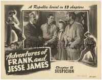 6j012 ADVENTURES OF FRANK & JESSE JAMES chapter 11 LC '48 Clayton Moore, Noel Neill & cast smiling!