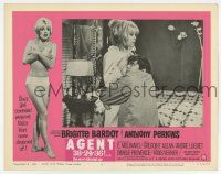 6j015 AGENT 38-24-36 LC #4 '65 c/u of Anthony Perkins clutching sexy Brigitte Bardot tightly!
