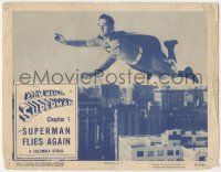 6j033 ATOM MAN VS SUPERMAN chapter 1 LC '50 FX image of Kirk Alyn in costume flying over city!