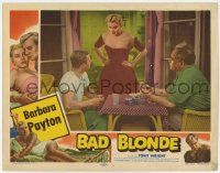 6j040 BAD BLONDE LC #7 '53 sexy bad Barbara Payton glares at boxer Tony Wright playing cards!