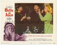 6j045 BELLE DE JOUR LC #8 '68 sexy Catherine Deneuve seduces man giving money to Geraldine Page!