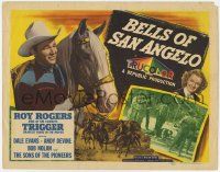 6j581 BELLS OF SAN ANGELO TC '47 singing cowboy Roy Rogers & Trigger with pretty Dale Evans!
