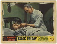 6j061 BLACK FRIDAY LC #2 R47 mad scientist Boris Karloff examines unconscious man in hospital bed!
