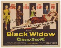 6j589 BLACK WIDOW TC '54 Ginger Rogers, Gene Tierney, Van Heflin, George Raft, sexy art!