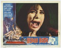 6j068 BLOOD BATH LC #8 '66 AIP, super close up of sexy shrieking Lori Saunders!