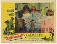 6j080 BULLWHIP LC #3 '58 full-length sexy red-headed hellcat Rhonda Fleming wearing nightgown on bed