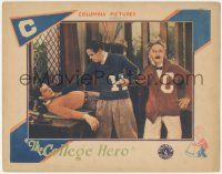 6j110 COLLEGE HERO LC '27 cross-eyed Ben Turpin puzzled by two college football lettermen fighting!