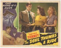 6j140 DEVIL THUMBS A RIDE LC #3 '47 great c/u of crazed killer Lawrence Tierney grabbing Nan Leslie!