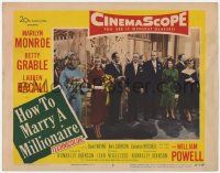 6j233 HOW TO MARRY A MILLIONAIRE LC #7 '53 Marilyn Monroe, Betty Grable & Lauren Bacall at wedding!
