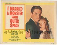 6j238 I MARRIED A MONSTER FROM OUTER SPACE LC #3 '58 frightened bride Gloria Talbott & Tom Tryon!