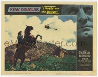 6j306 LONELY ARE THE BRAVE LC #2 '62 best image of Kirk Douglas on rearing horse below helicopter!