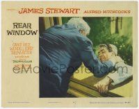 6j406 REAR WINDOW LC #3 '54 Alfred Hitchcock, Raymond Burr pushes Jimmy Stewart out of window!