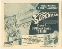 6j906 SUPERMAN chapter 1 TC '48 great cartoon art of Kirk Alyn in costume w/ spaceship & parents!