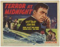 6j917 TERROR AT MIDNIGHT TC '56 Scott Brady, Joan Vohs, film noir, cool car crash art!