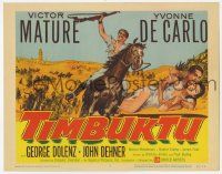 6j932 TIMBUKTU TC '59 art of Victor Mature on horse & with sexy Yvonne De Carlo, Jacques Tourneur!