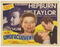 6j957 UNDERCURRENT TC '46 two images of Katharine Hepburn & Robert Taylor, don't tell the ending!