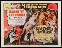 6p062 BLOODY PIT OF HORROR/TERROR-CREATURES FROM GRAVE 1/2sh '67 bone-chilling, unbearable horror!