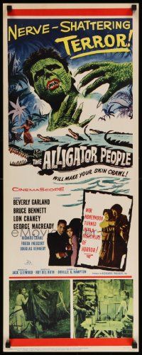 6p508 ALLIGATOR PEOPLE insert '59 Beverly Garland, Lon Chaney Jr., they'll make your skin crawl!